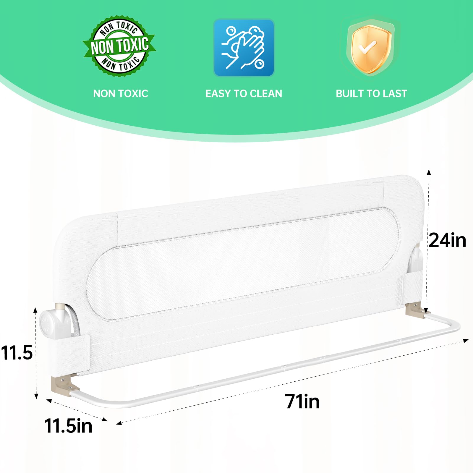 UPGOGO bed rail with reinforced anchor system for stability.