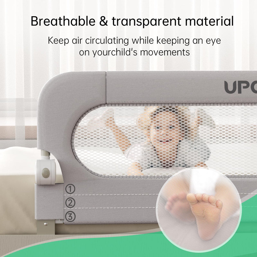 UPGOGO bed rail installs in minutes without tools for quick setup.