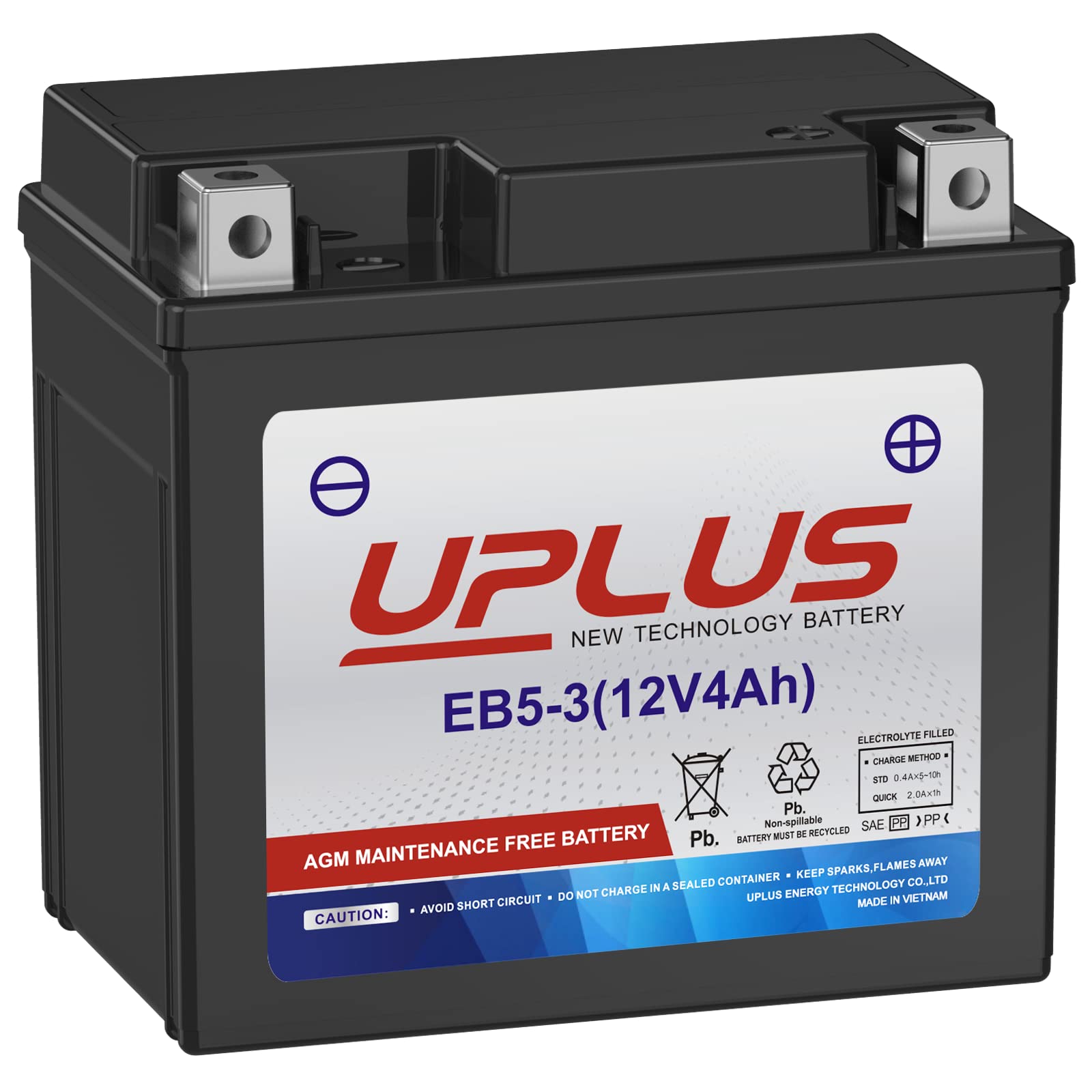UPLUS YTX5L-BS exterior view showing compact dimensions for ATV mounting.