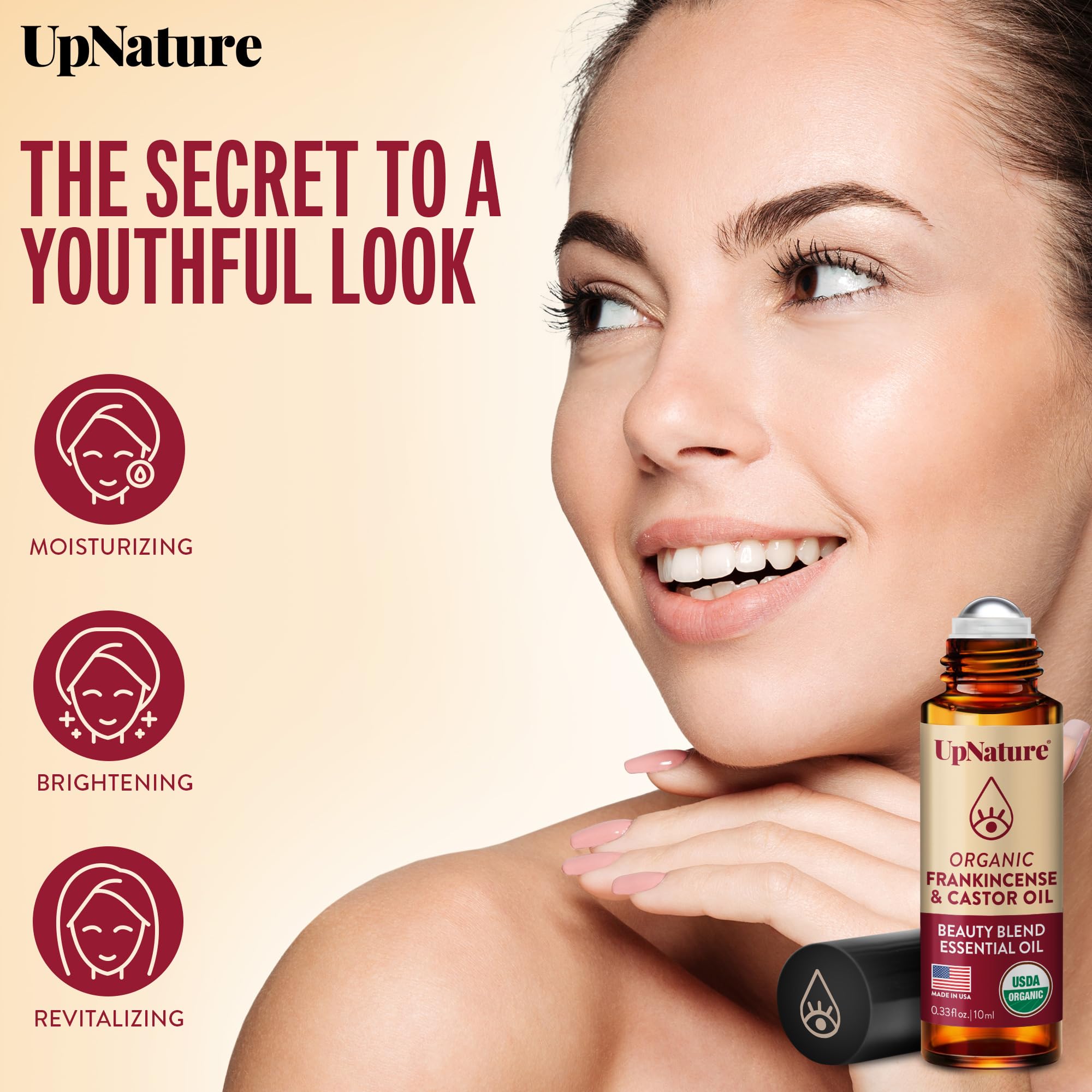 UpNature Beauty castor oil roll-on application enables mess-free daily use.