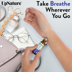 UpNature Breathe Roll-On ingredients list and essential oil blend.