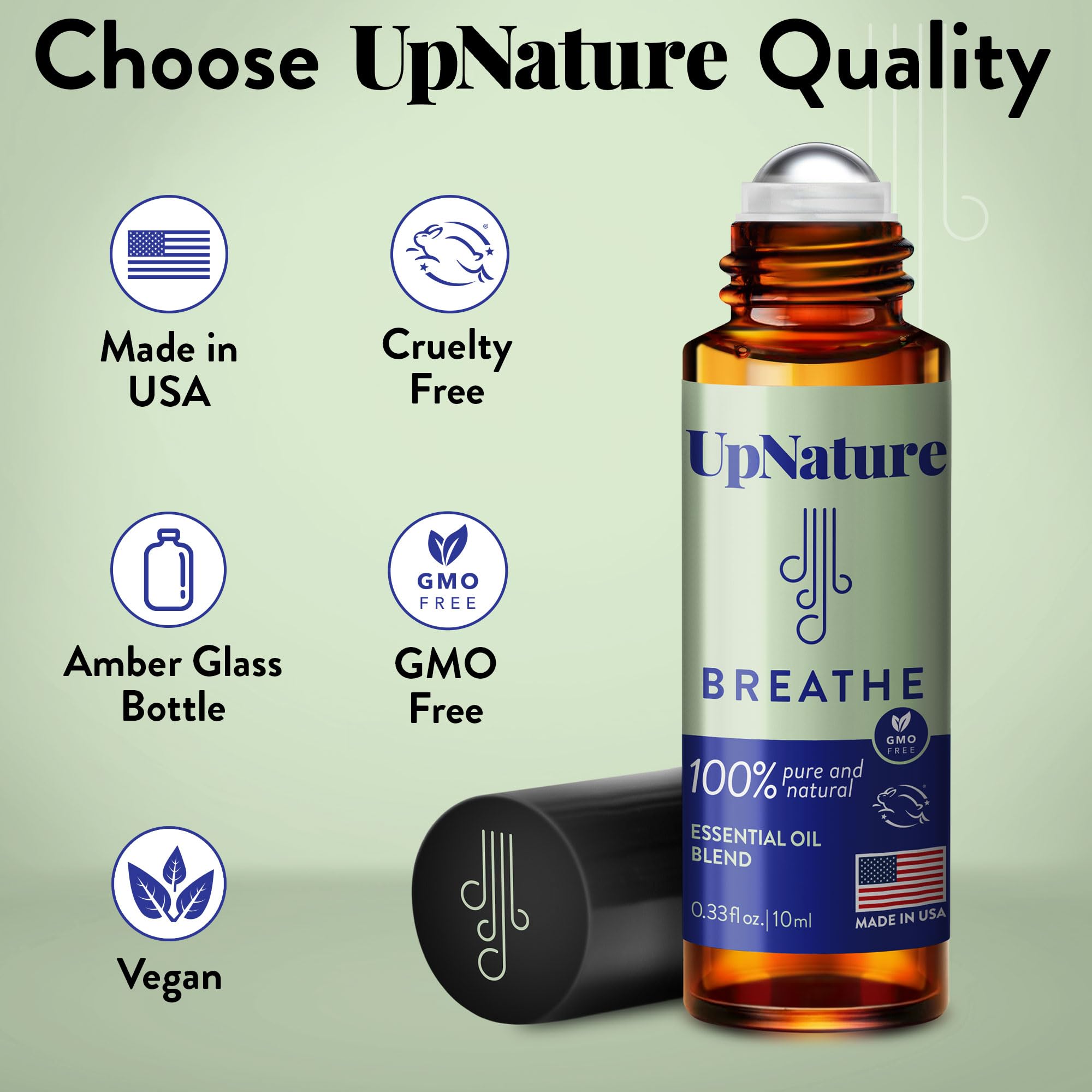 UpNature Breathe Roll-On in a nature-inspired setting.