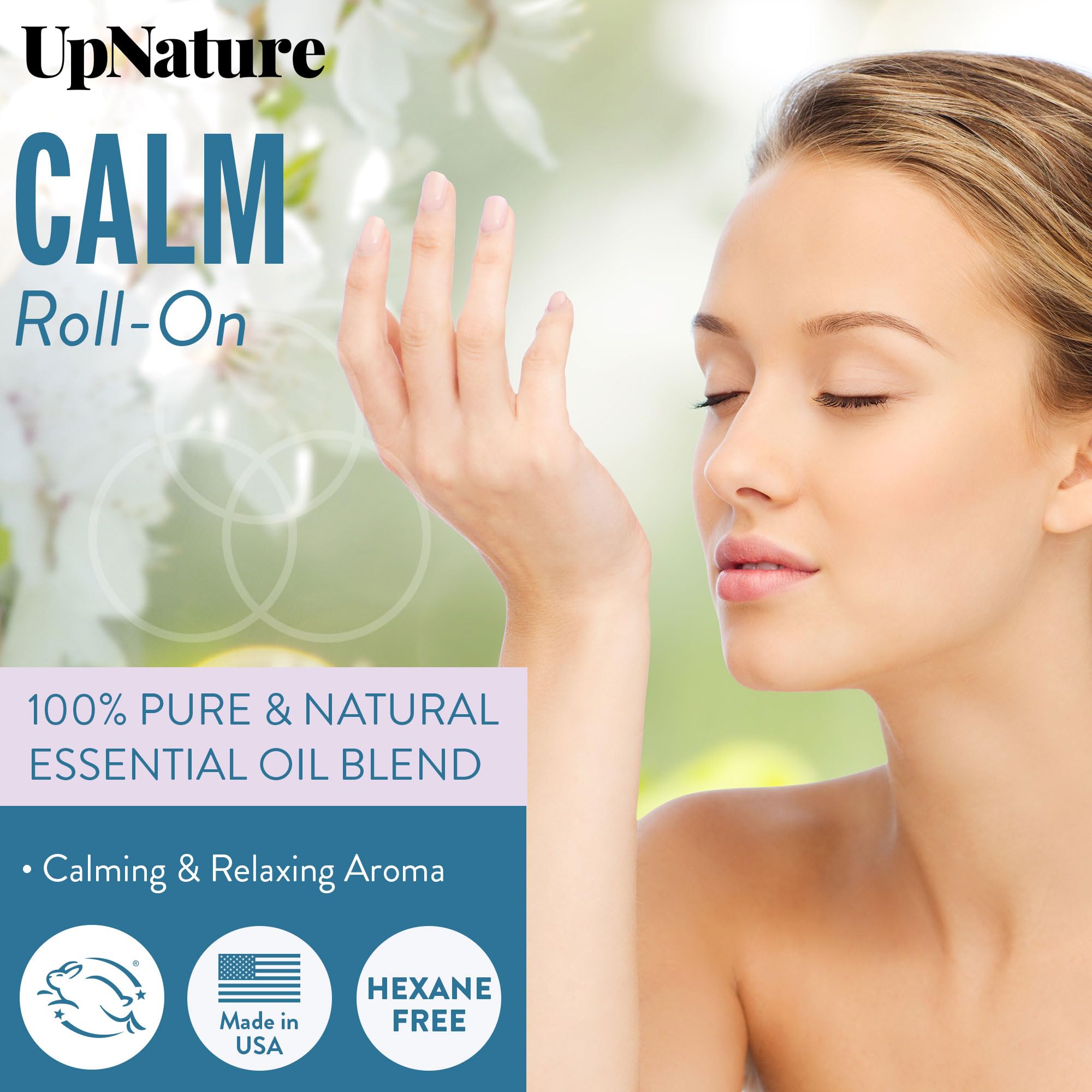 UpNature Calm roll-on on wrist for quick, portable calm