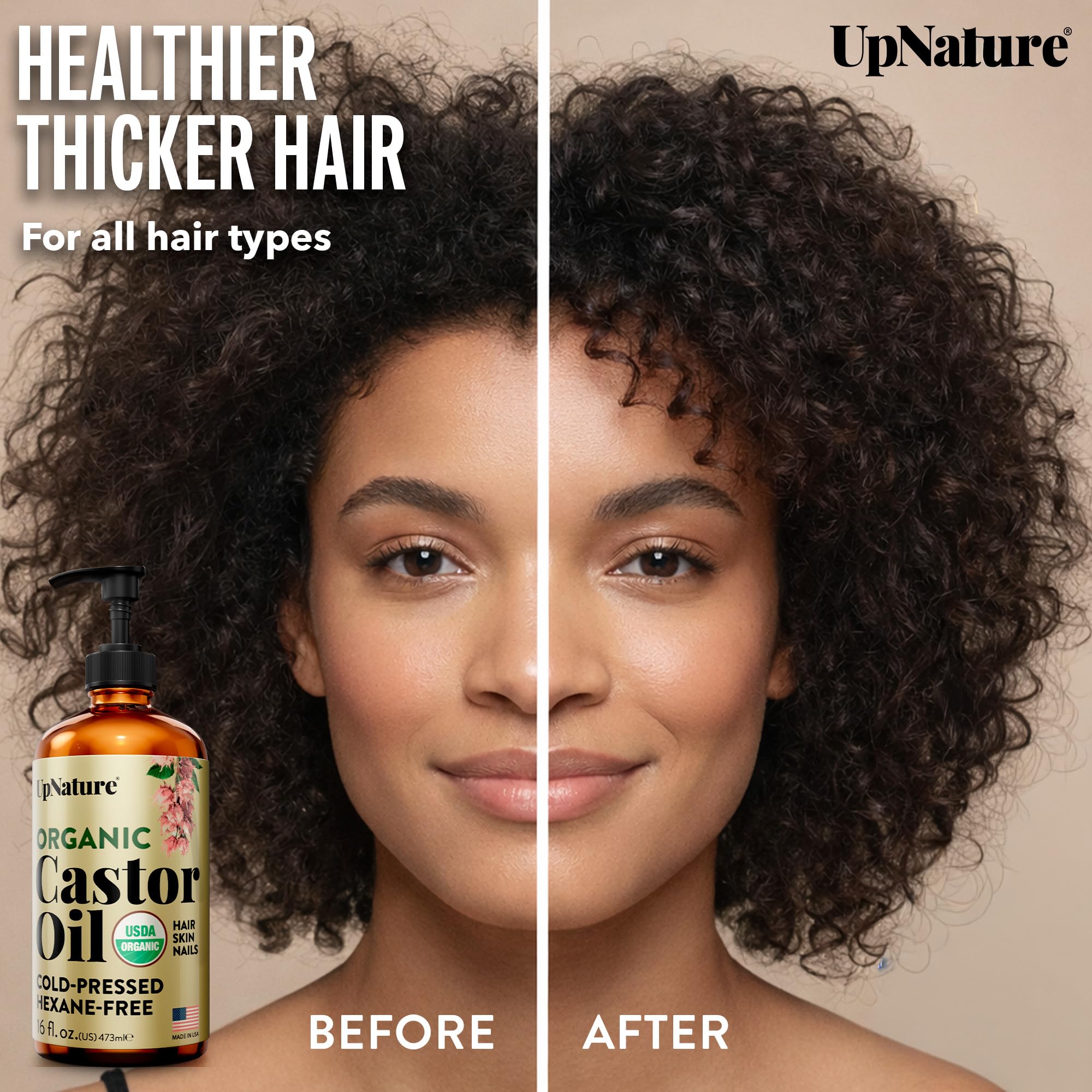 UpNature Castor Oil on skin for hydrating daily care.