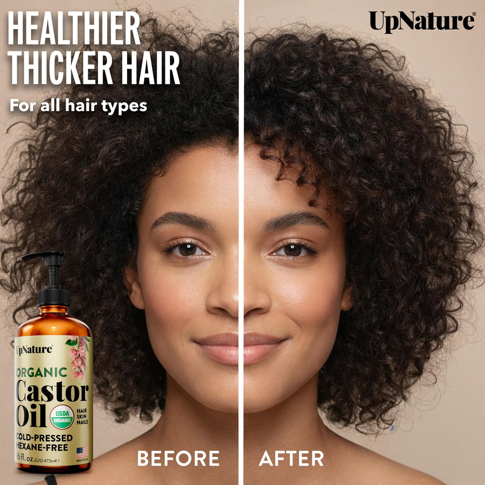 UpNature Castor Oil on skin for hydrating daily care.