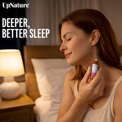 UpNature Dream Sleep Roll-On dispenser shown for mess-free use.