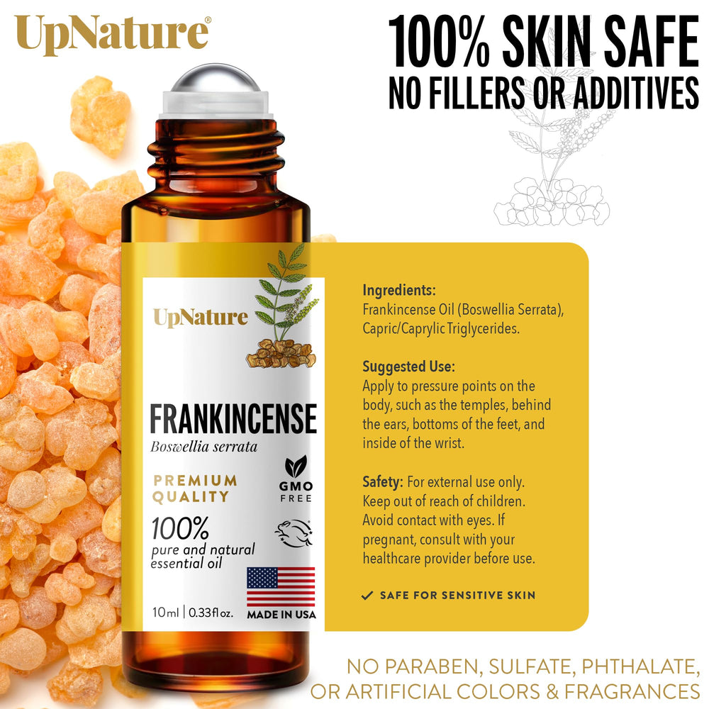 UpNature Frankincense Roll-On offers grounding, earthy aroma for daily ritual.