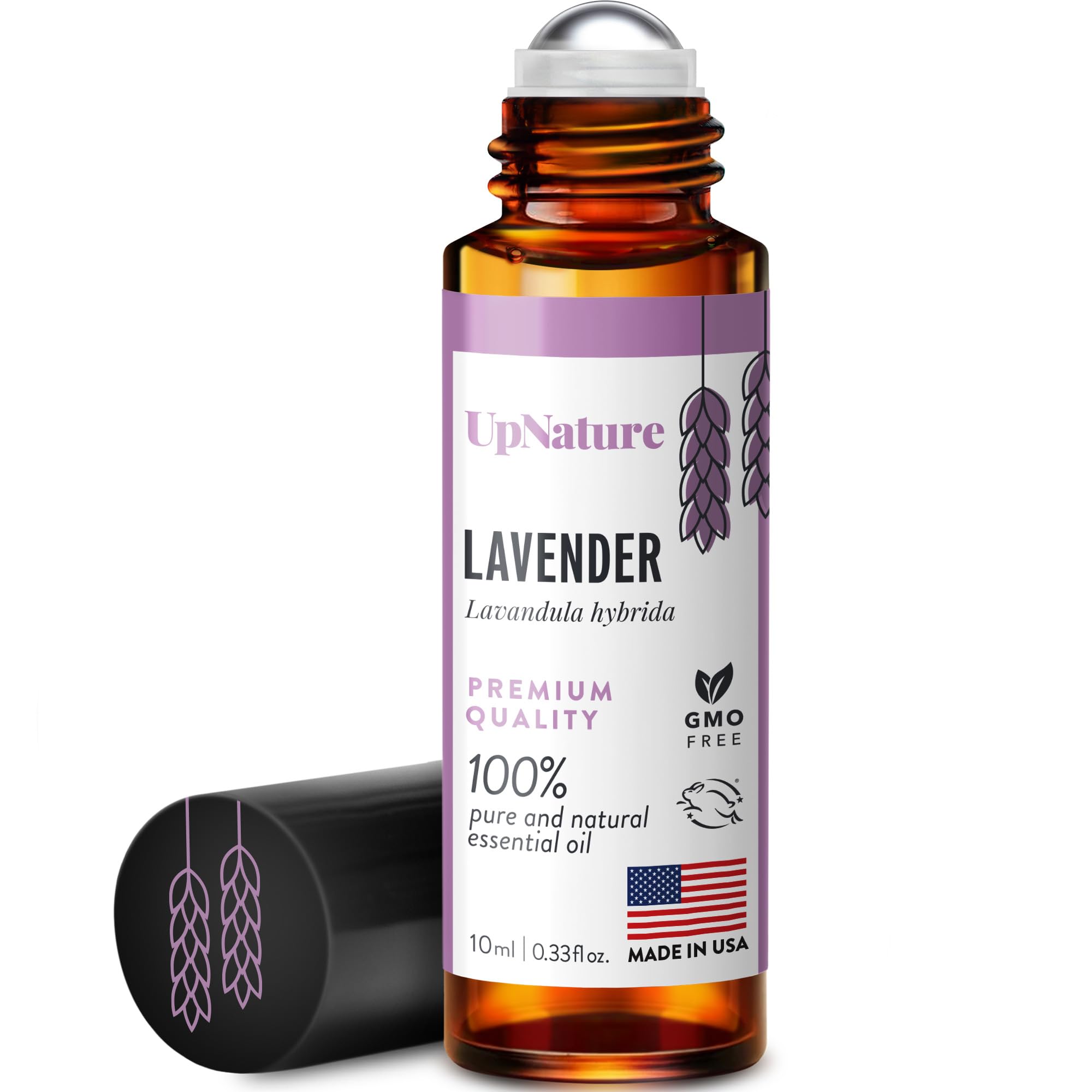 UpNature Lavender Roll-On bottle close-up showing pure lavender oil for calming aroma