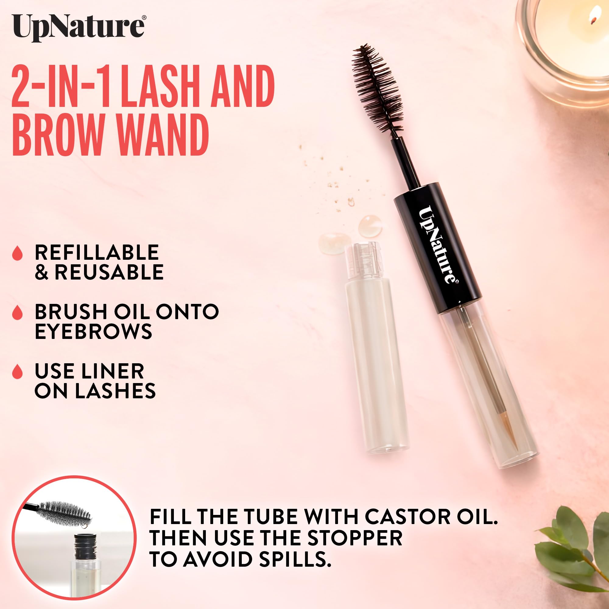 Mascara wand included for mess-free eyelash and brow application
