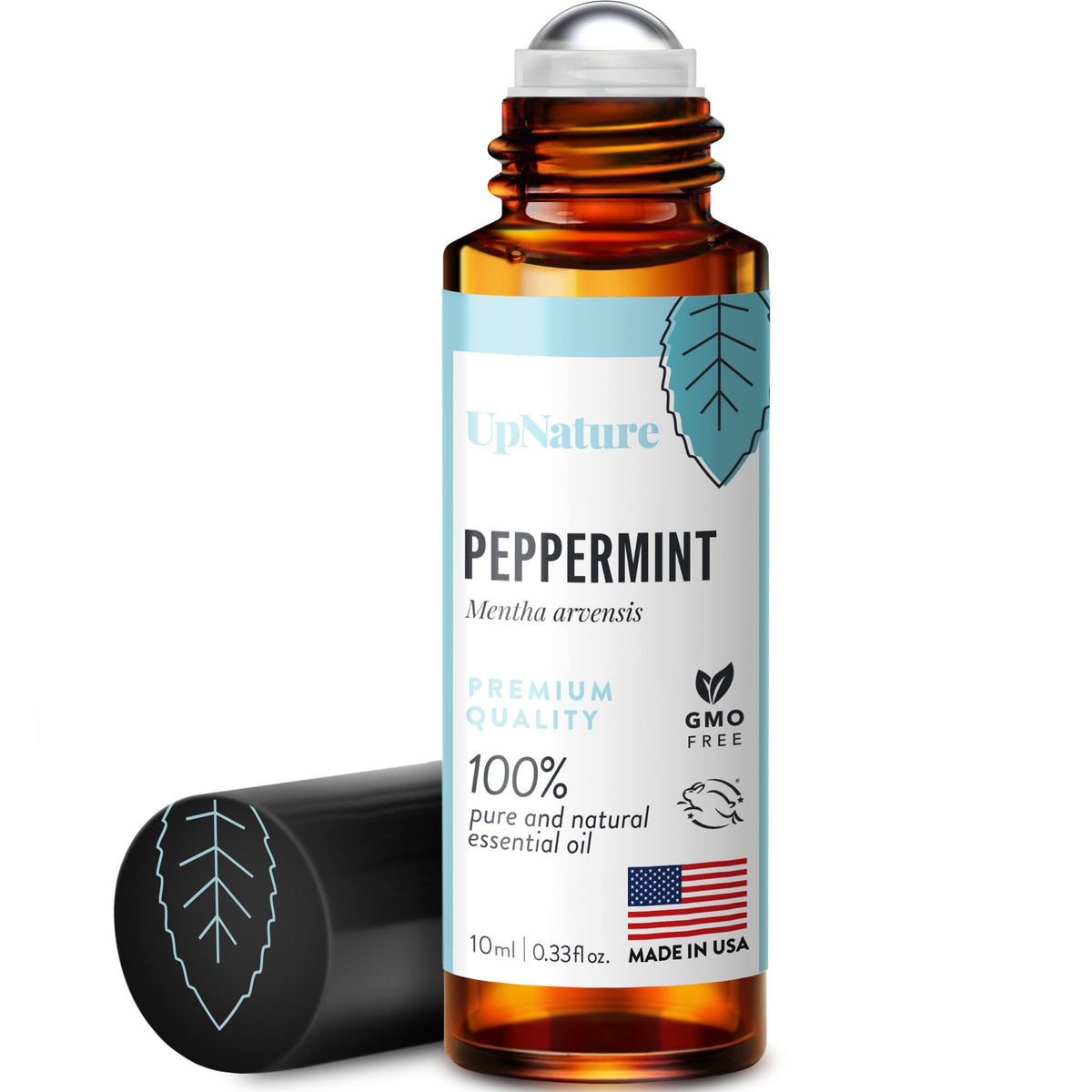 UpNature Peppermint Roll-On bottle front for portable, on-the-go nausea relief.