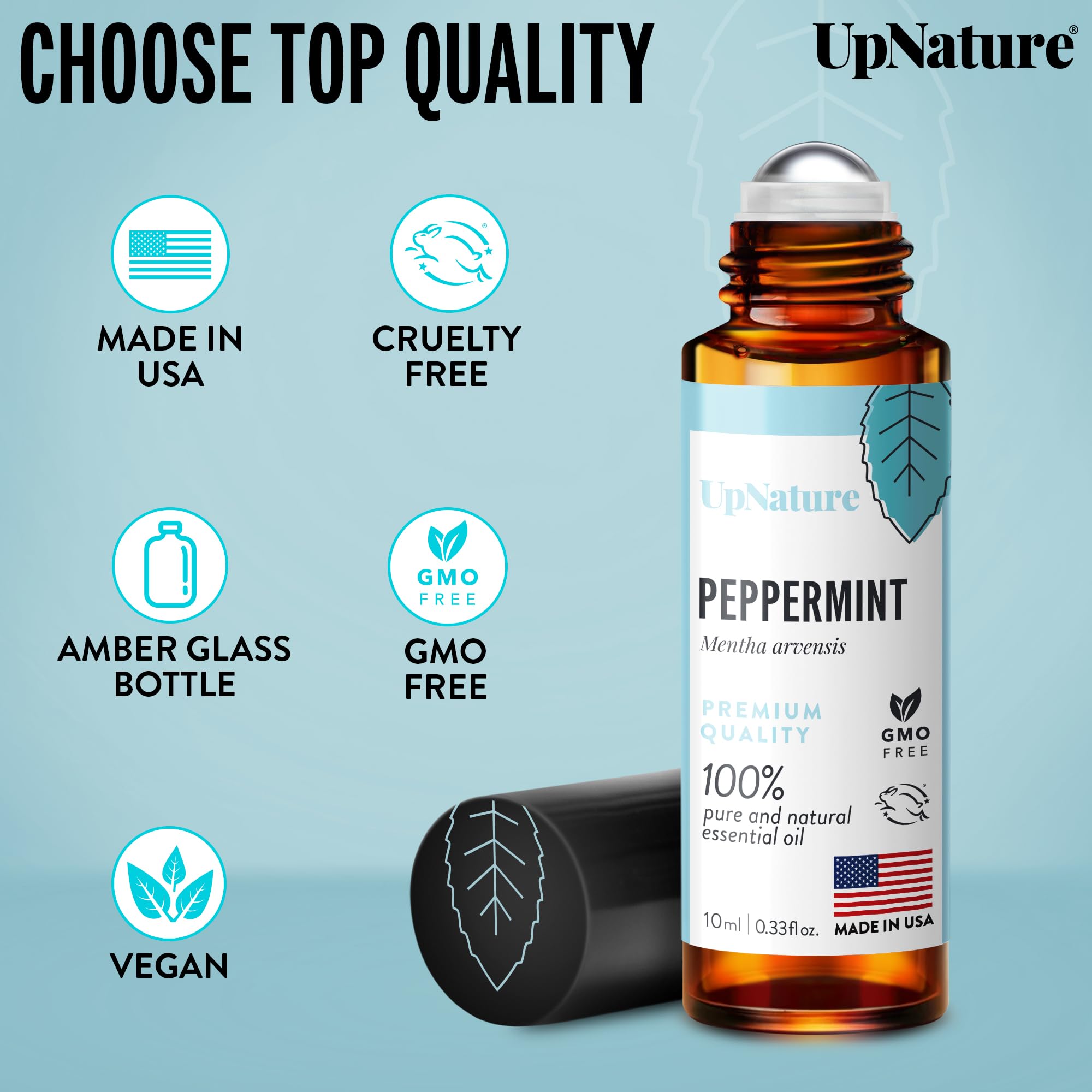 UpNature Peppermint Roll-On applied to the neck for cooling tension relief.