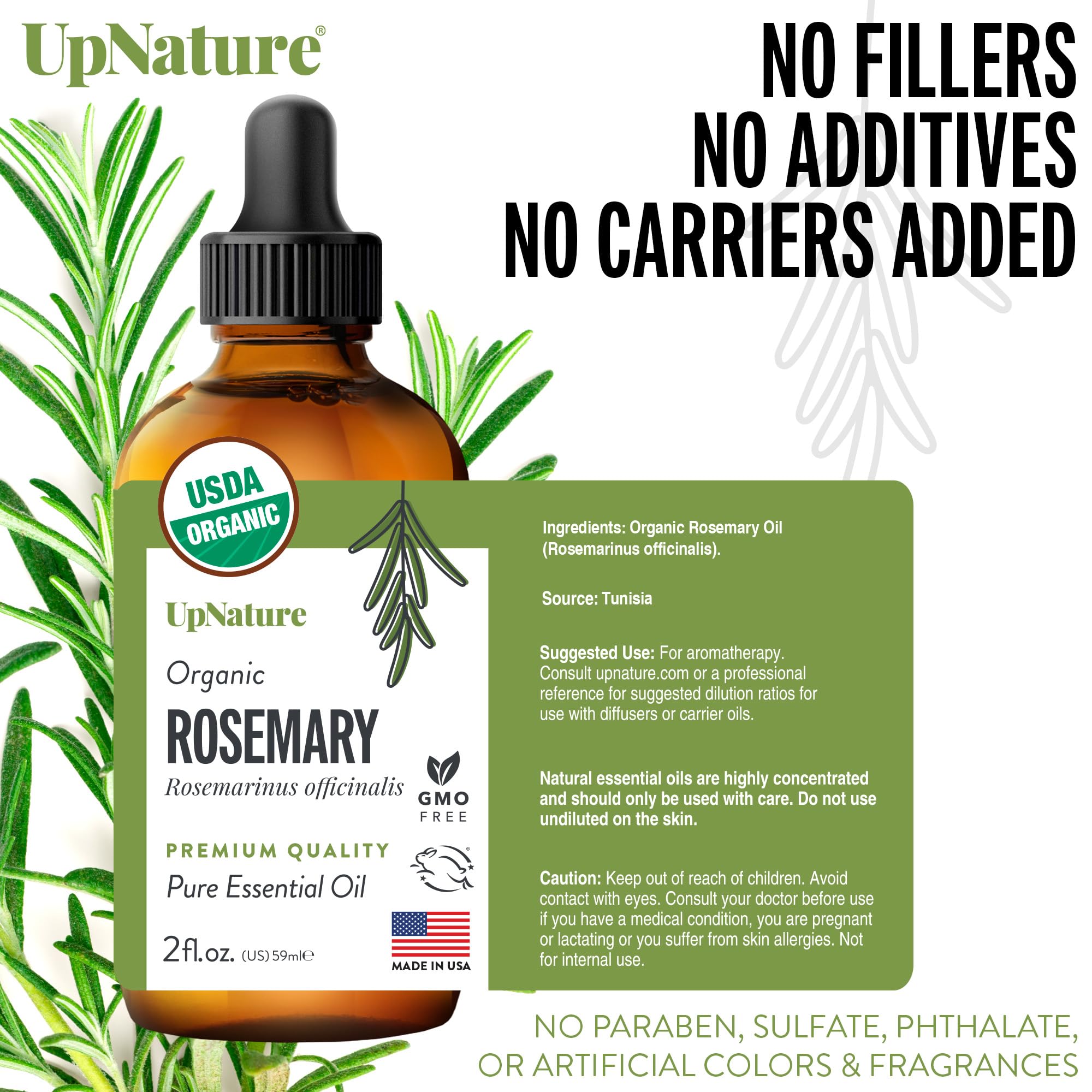 UpNature Rosemary Oil applied to scalp for nourishing hair and healthier shine