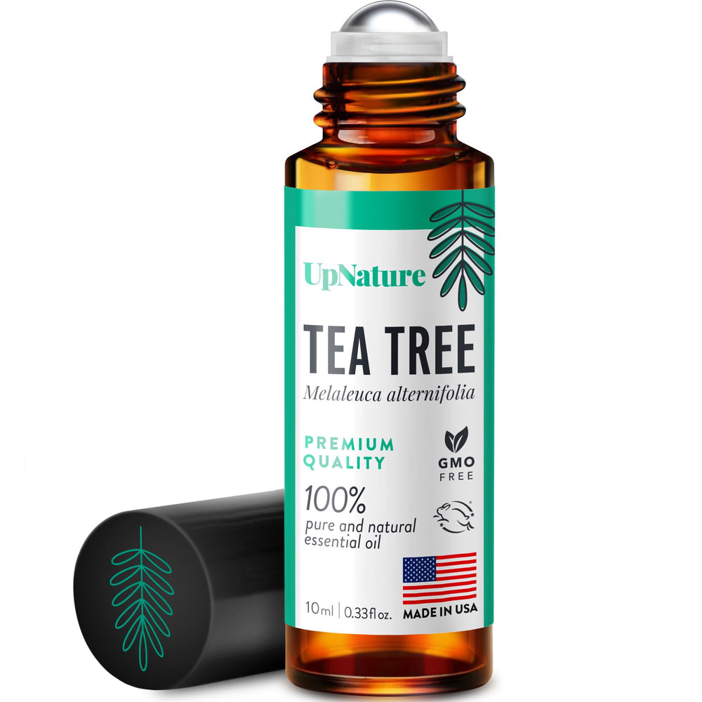 UpNature Tea Tree Roll-On bottle for convenient skin care on the go.