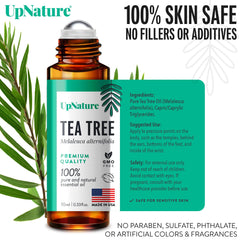 UpNature Tea Tree Roll-On applied to skin for clear, balanced complexion.
