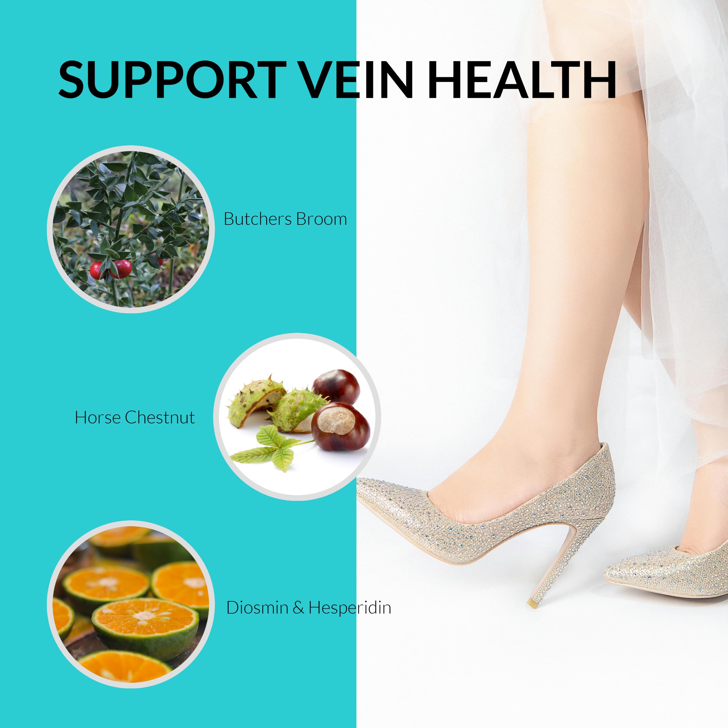 UpNourish butchers broom herbal capsule scene signaling vein ease