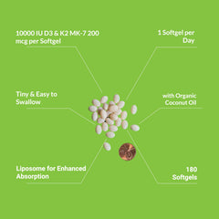 UpNourish Liposomal D3 K2 softgels in hand, portable daily supplement.