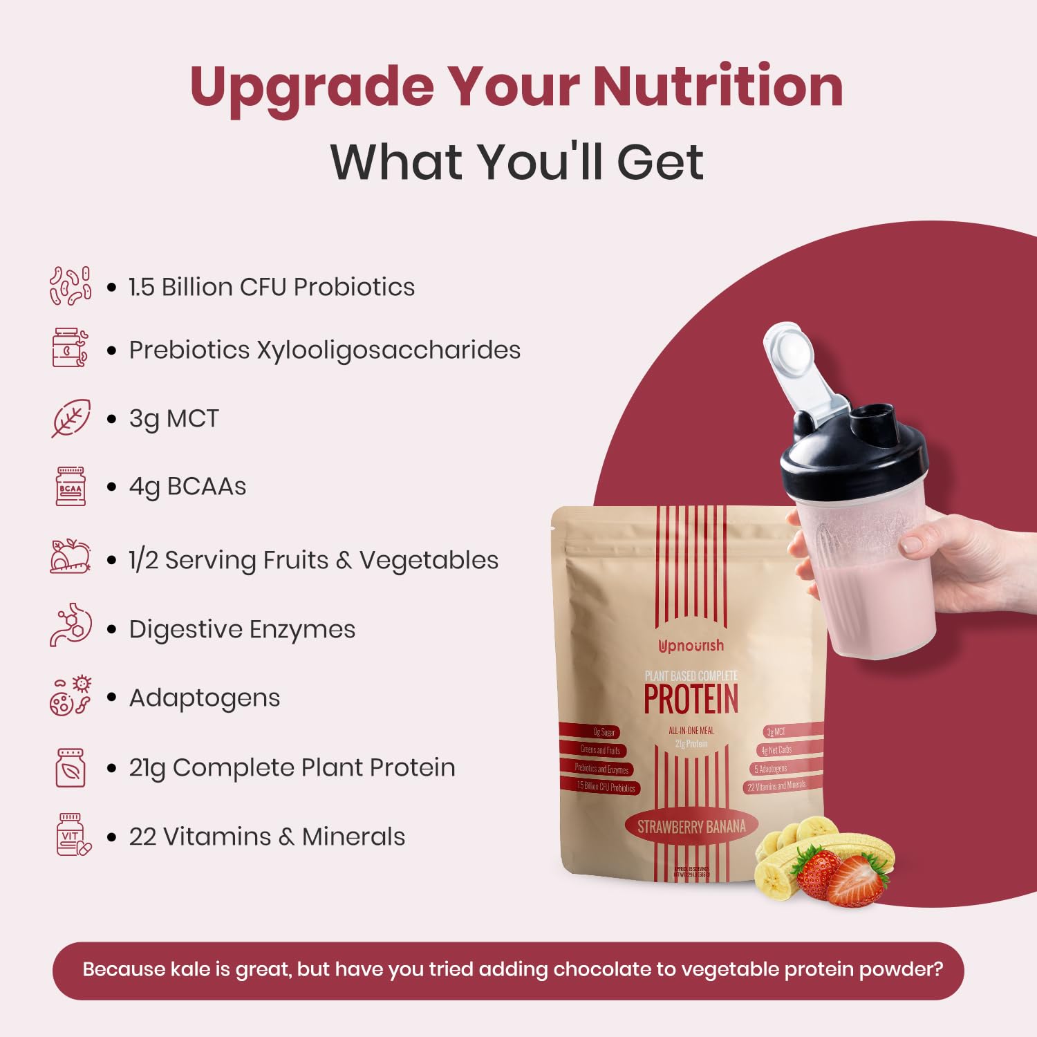 UpNourish plant-based protein shake ready for everyday use.