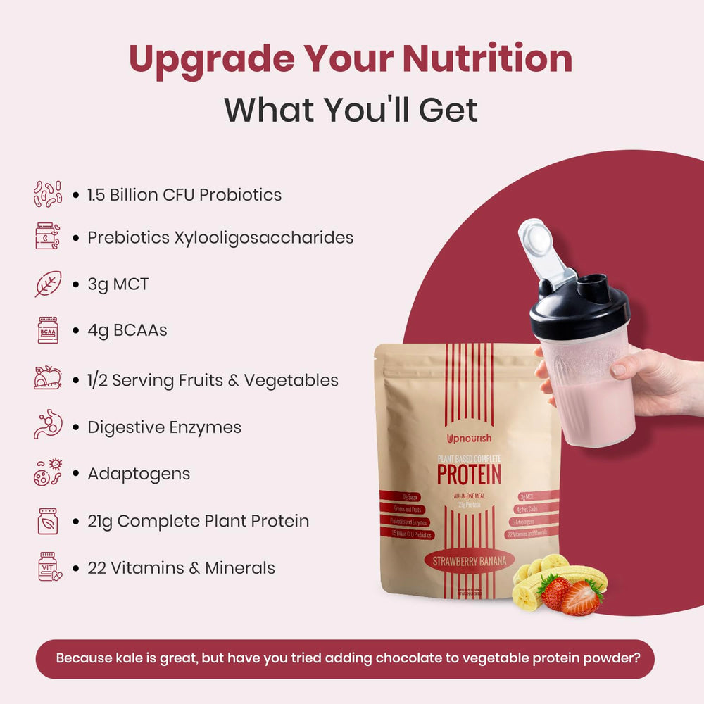 UpNourish plant-based protein shake ready for everyday use.