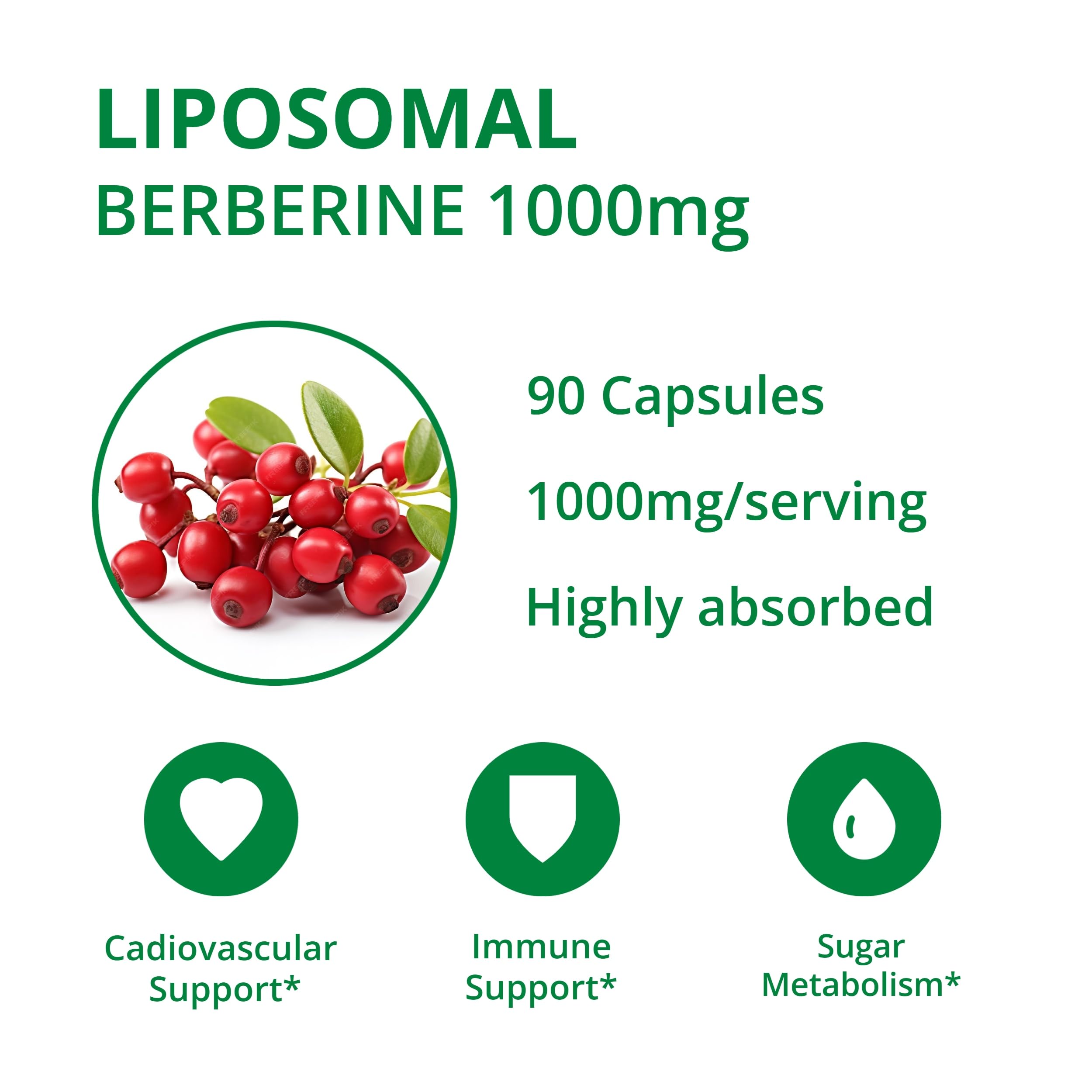 UpNourish berberine capsules 90-count for easy daily routine.