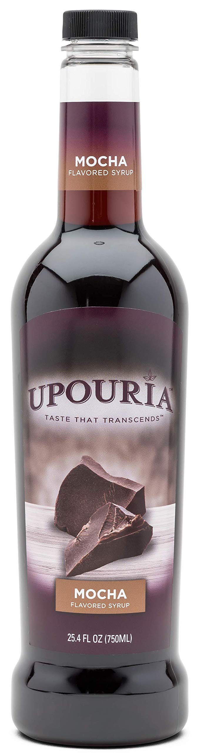 Upouria Mocha Syrup pump in use ensures mess-free, precise pouring.