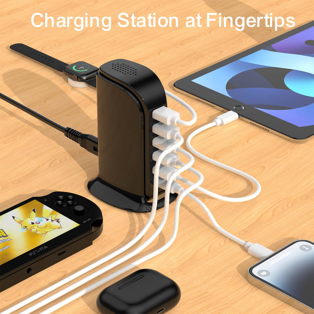 Upoy compact travel charger fits small desks and on-the-go setups.