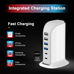 Upoy USB Charger with glossy shell for a compact desk look and easy setup