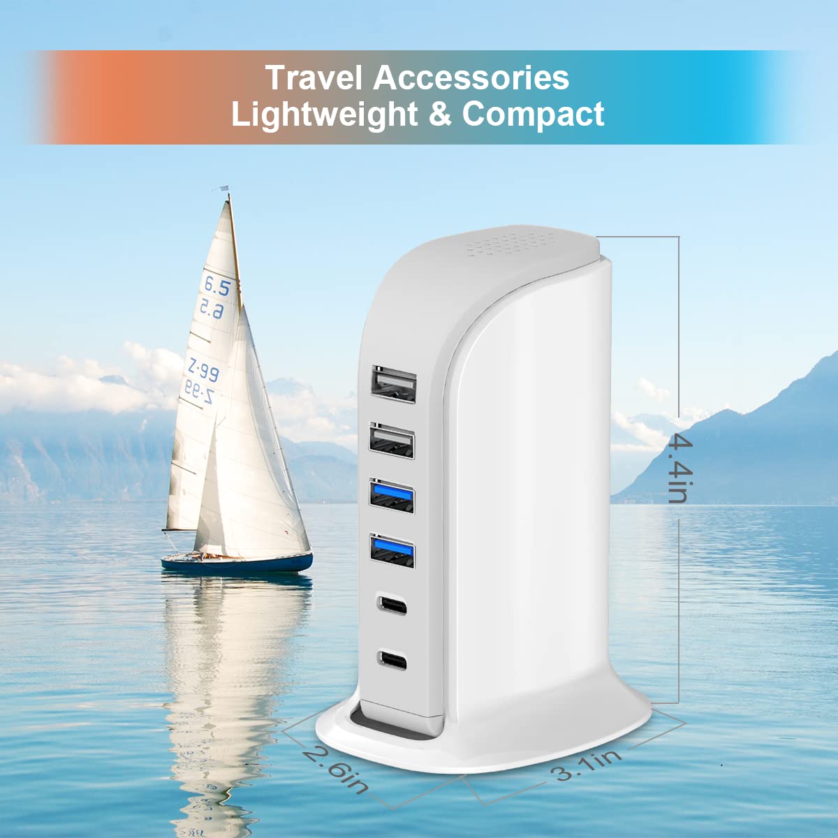 Upoy USB Charger supports multiple devices like Kindle and headphones on one hub