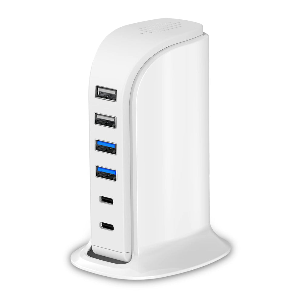 Upoy USB Charger six-port desktop station keeping devices organized at home or office