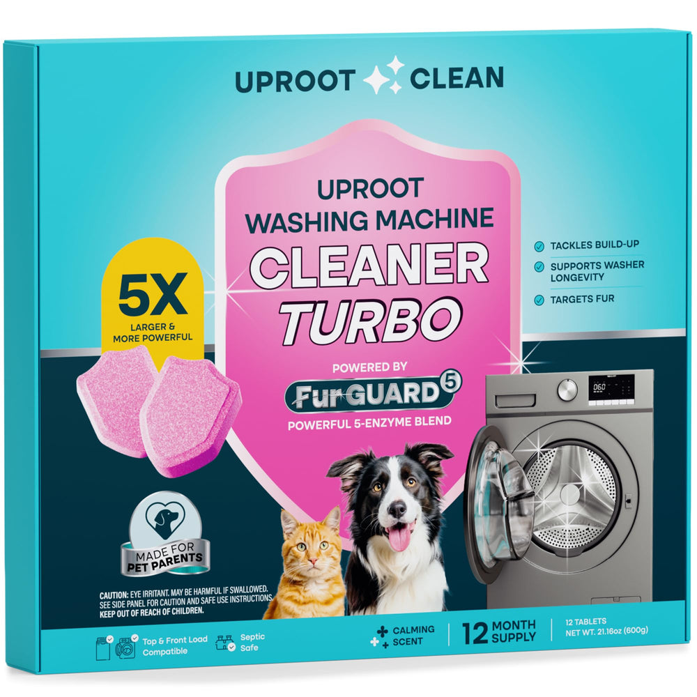 Uproot Clean Turbo tablets for washing machines refreshing the drum for a fresh start.
