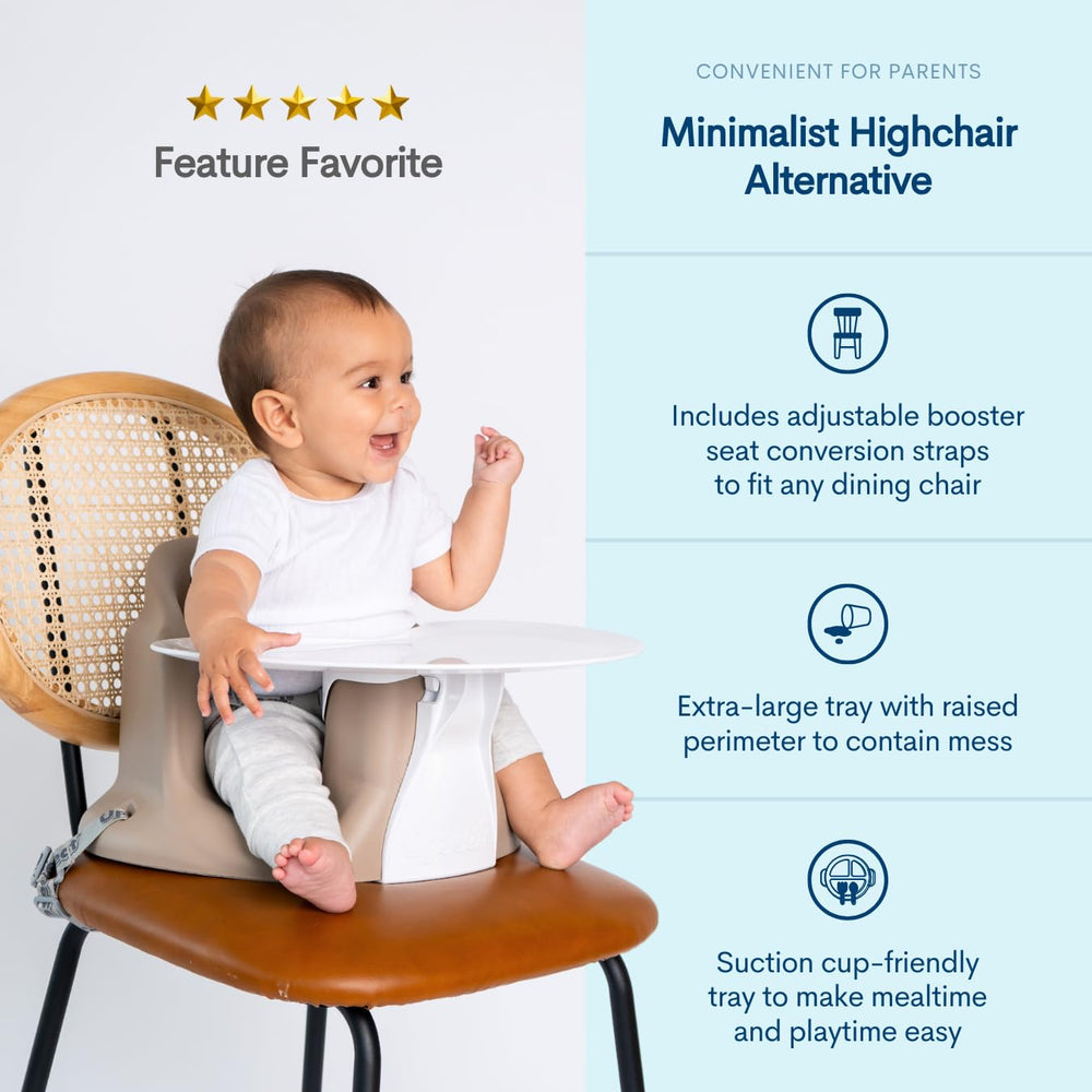 Upseat extra-large tray for easy feeding and snack time
