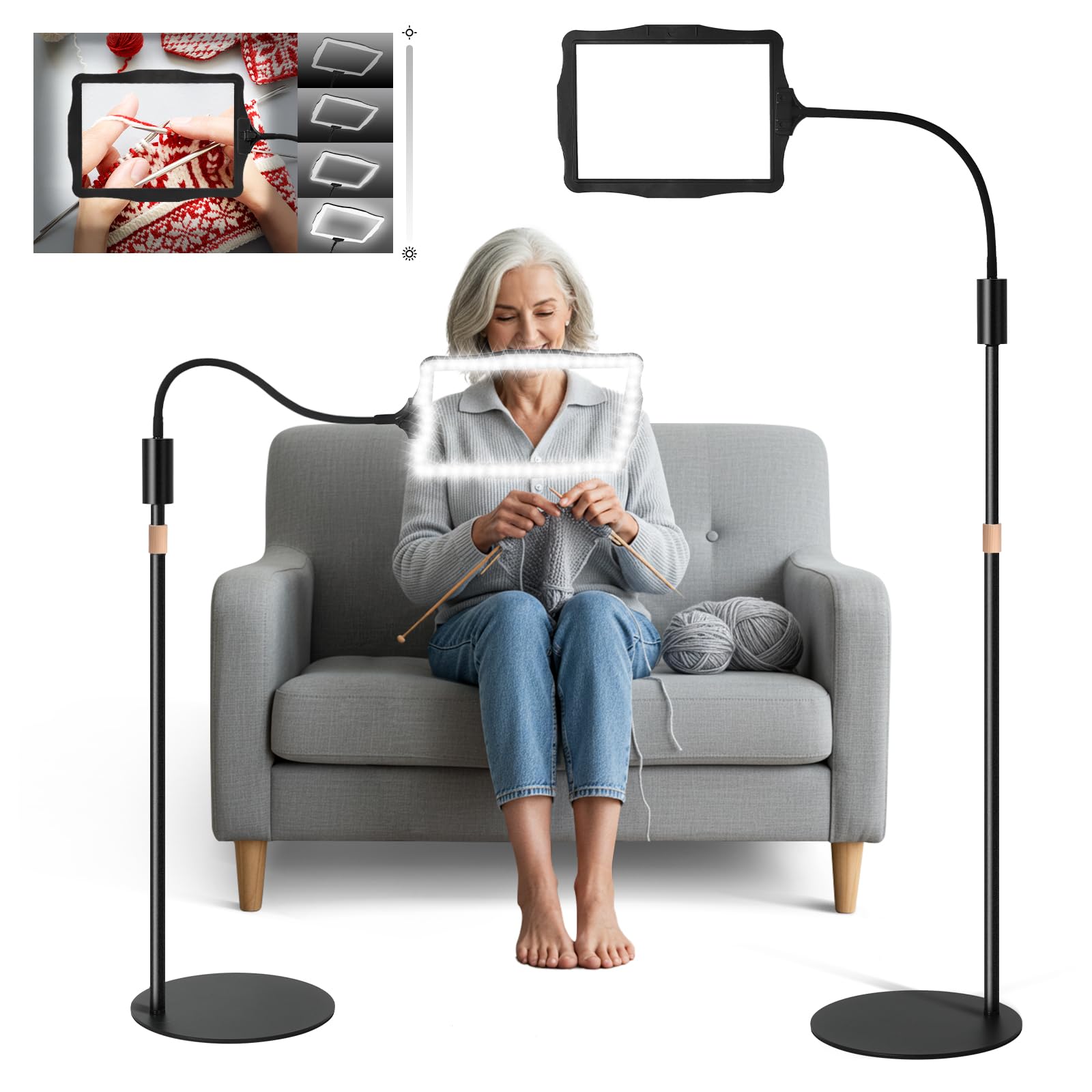 Upspotie hands-free floor magnifier 48 LEDs brightens small text for easy reading.