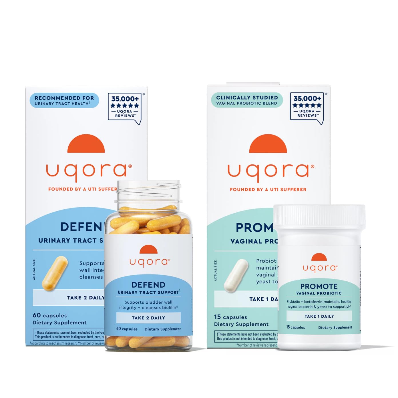 Uqora Defend biofilm cleanse capsule visual for bladder support and urinary wellness.