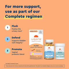 Uqora Flush 20-packet box highlighting vegan and gluten-free formulation.
