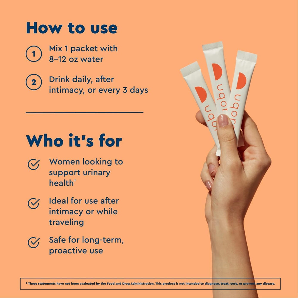 Uqora Flush ingredients label highlights d-mannose and nutrients for everyday wellness.