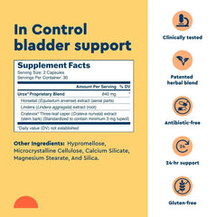 Uqora In Control capsules close-up promoting bladder support.