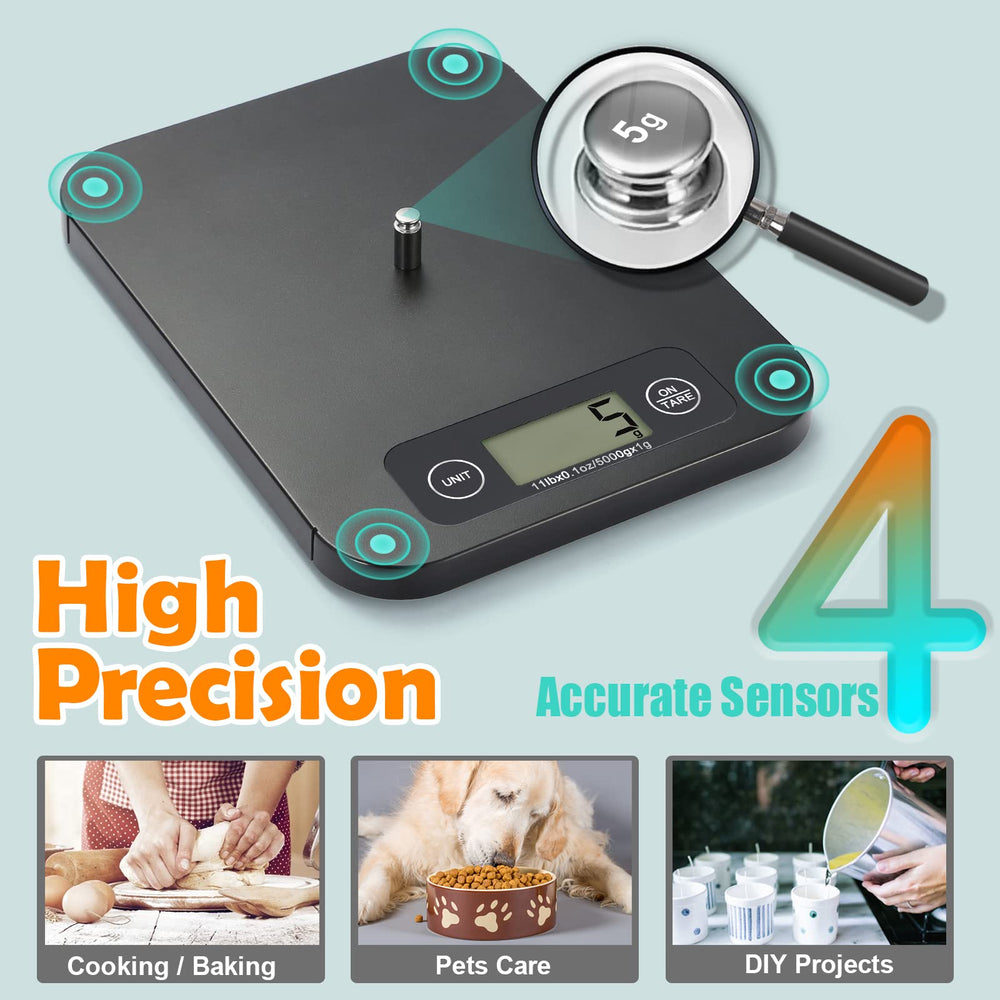 URAMAZ tare function simplifies weighing multiple ingredients in one bowl.
