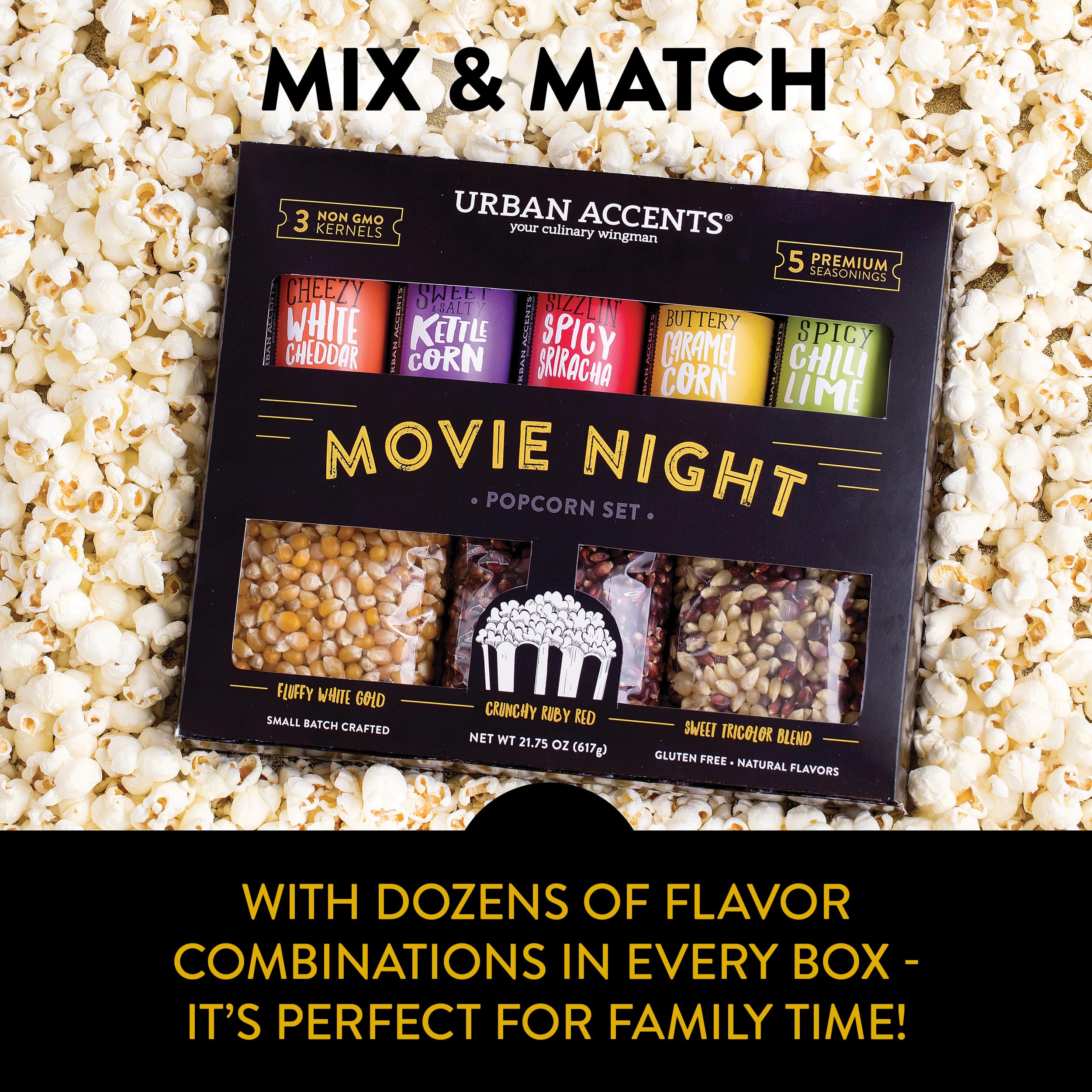 Urban Accents serving setup with popcorn bowl for cozy home cinema