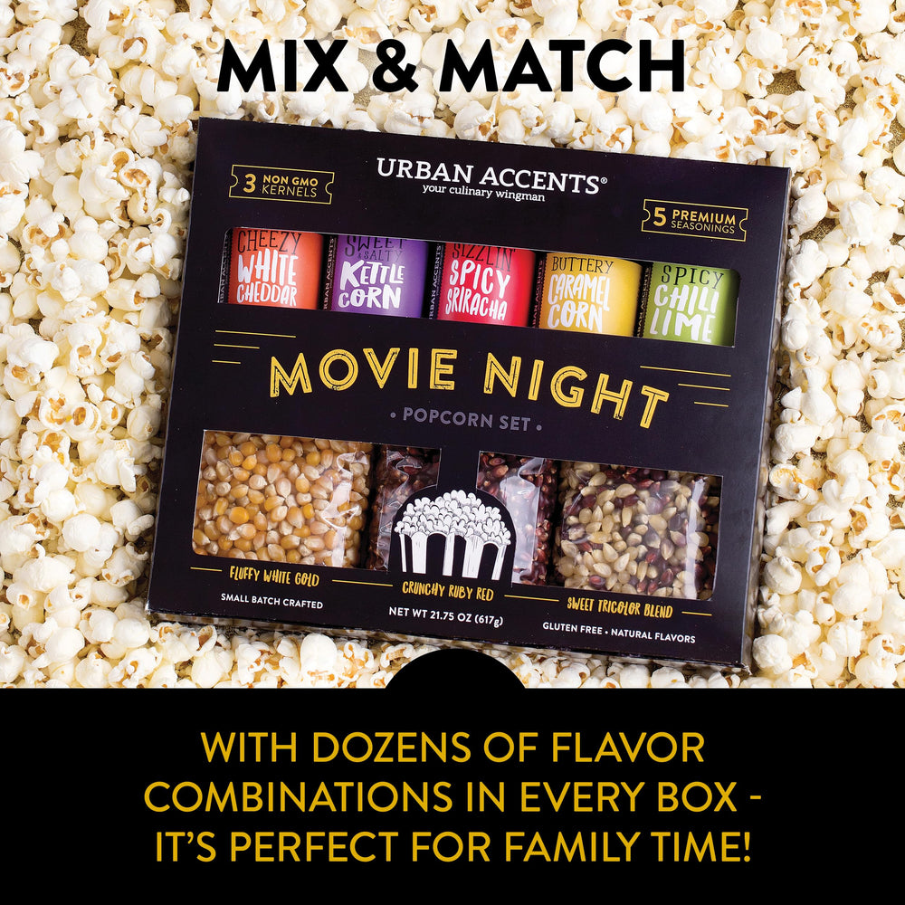 Urban Accents serving setup with popcorn bowl for cozy home cinema