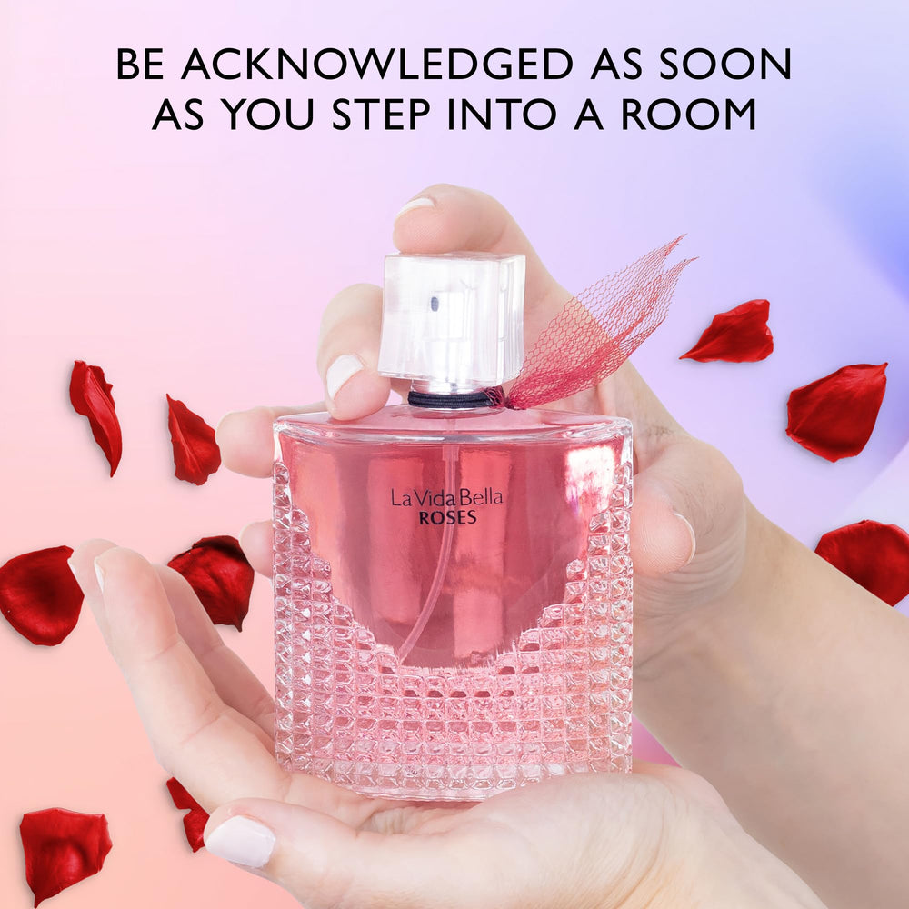 URBAN COLLECTION La Vida Bella Roses woman applying perfume