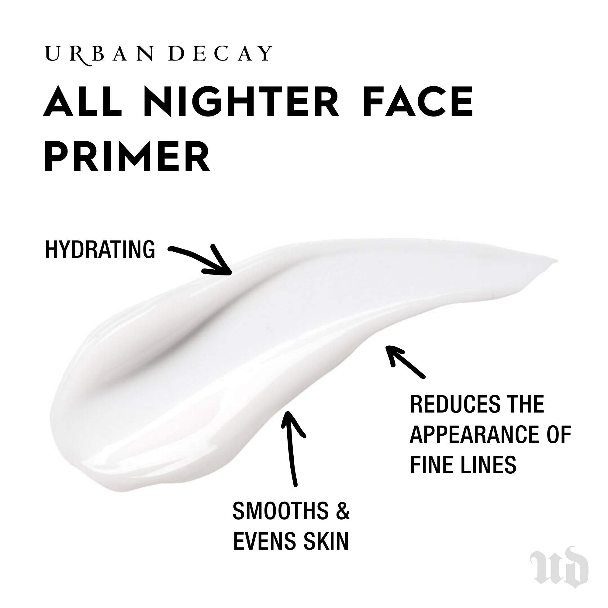 Urban Decay All Nighter Primer swatch shows a sheer, hydrating texture.