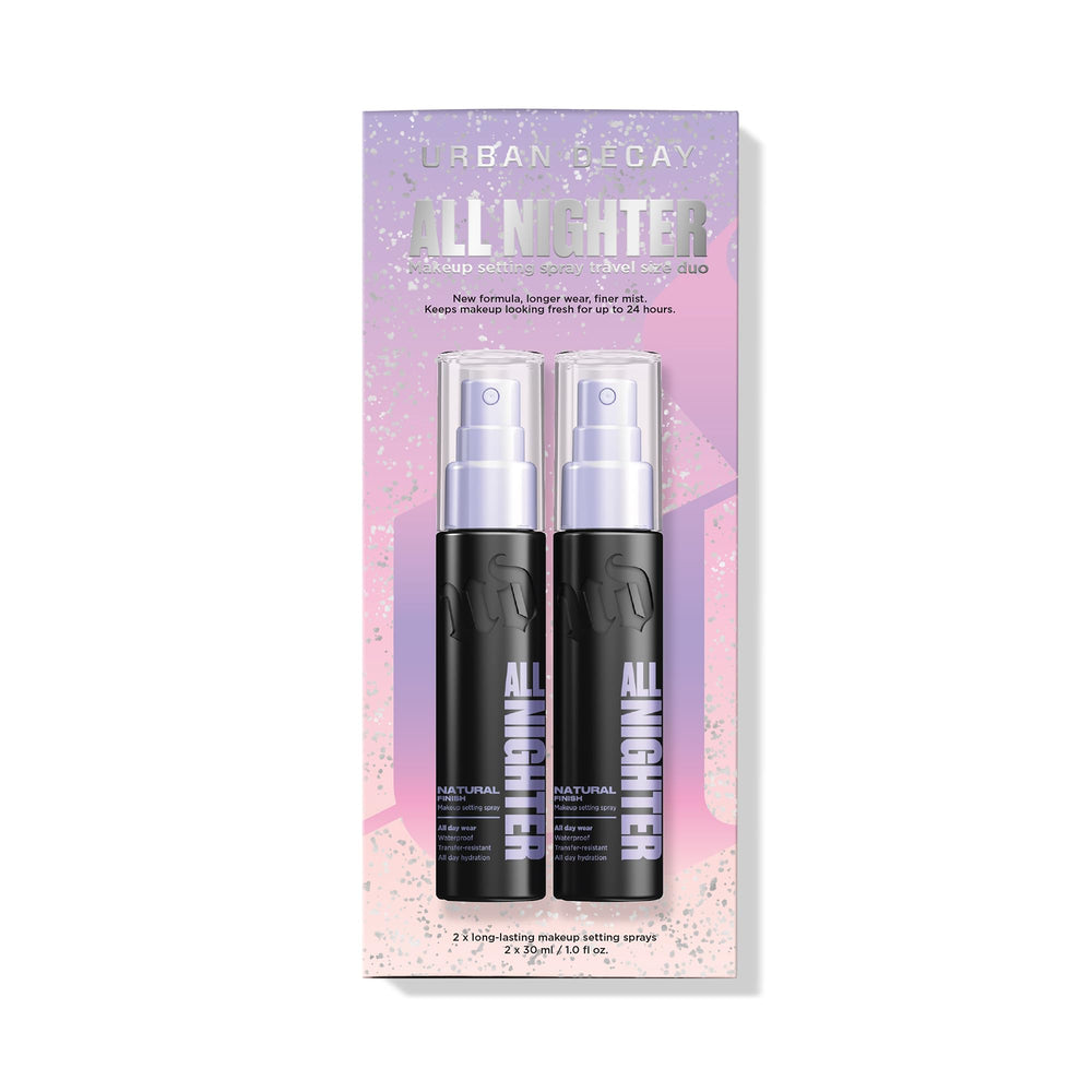 URBAN DECAY All Nighter travel mini set packaging, ideal for on-the-go touch-ups.
