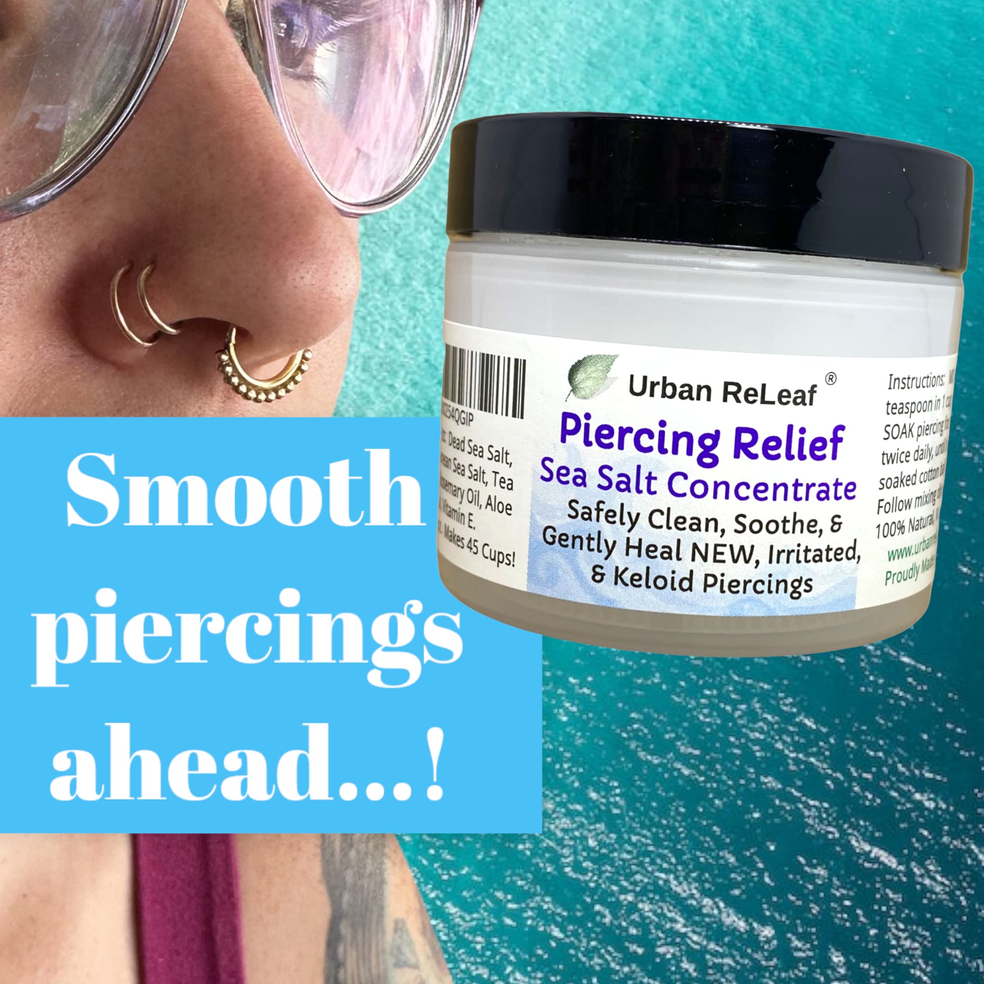 Urban ReLeaf Piercing Relief aloe vera provides soothing moisture during aftercare.