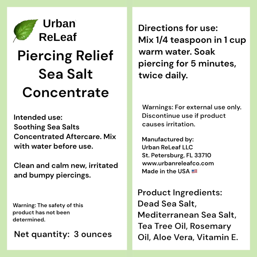 Urban ReLeaf Piercing Relief soak setup showing measurement and steps.