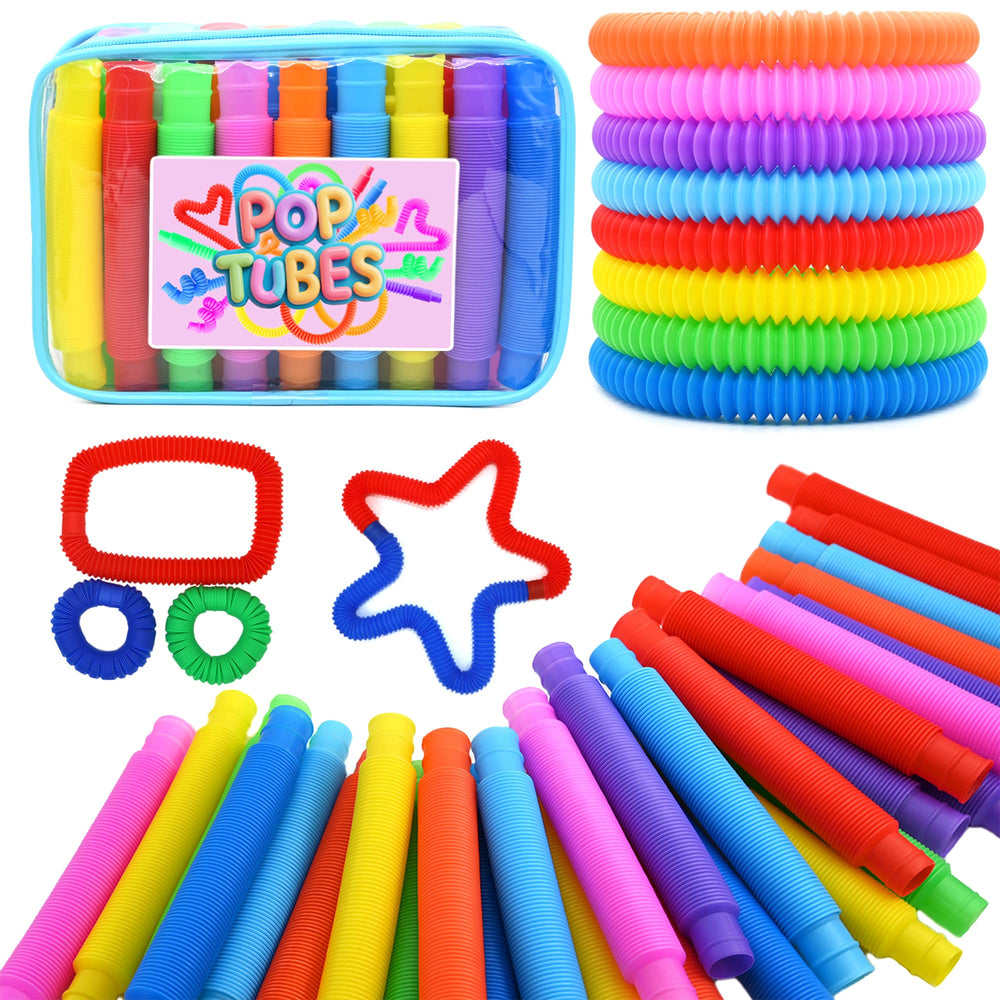 UrChoice pop tubes in 10 colors for color sorting and sensory exploration