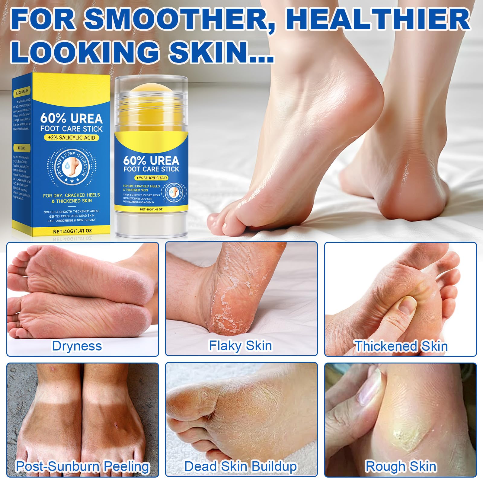 Urea Foot Care Stick combines urea and salicylic acid for renewal.