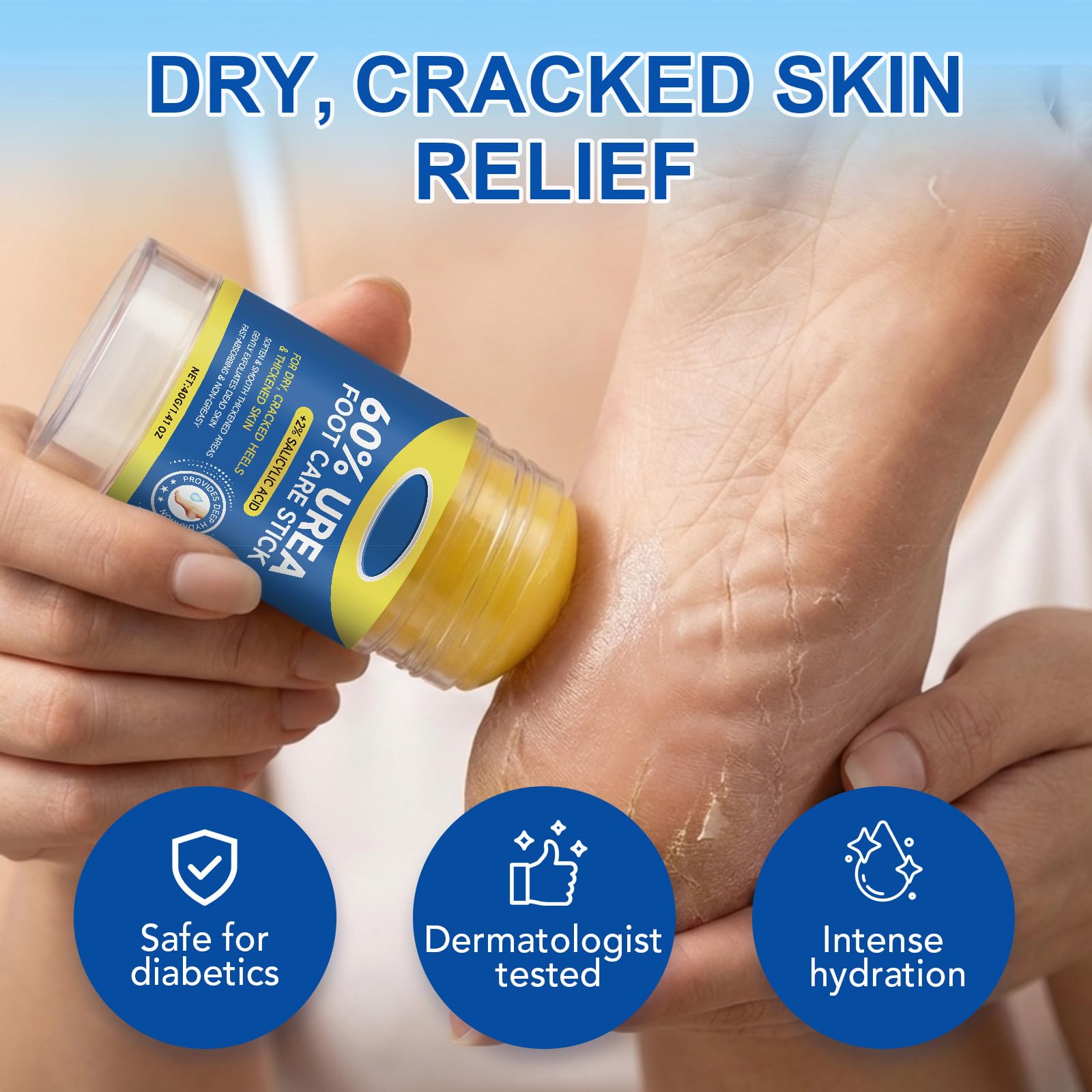 Urea Foot Care Stick's non-greasy formula absorbs quickly.