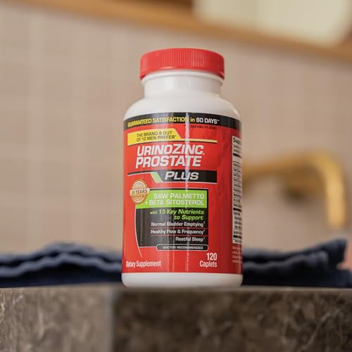 Urinozinc bottle on wood surface, ready for daily use.