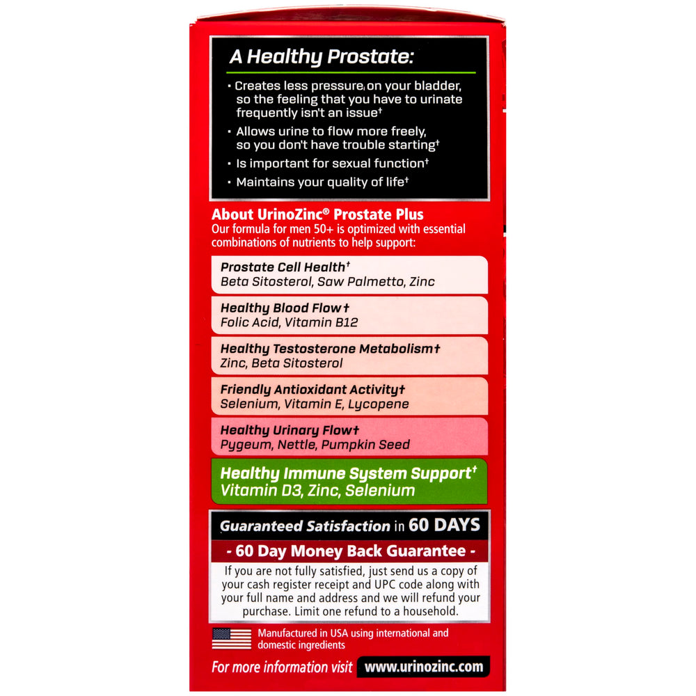 Urinozinc Prostate Plus capsules for daily prostate support.