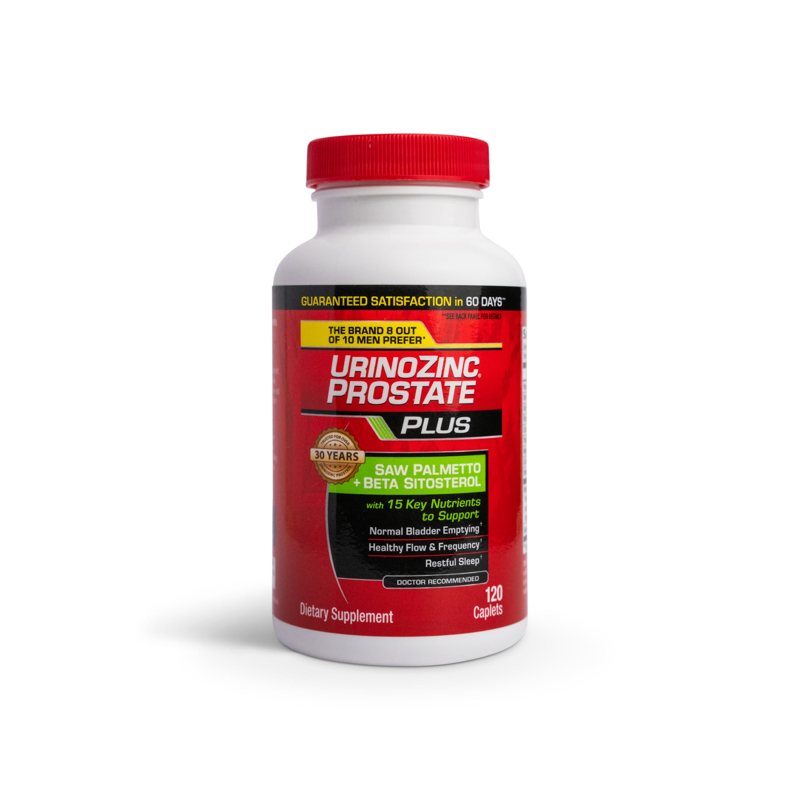 Urinozinc saw palmetto capsules illustrating traditional prostate support ingredients.