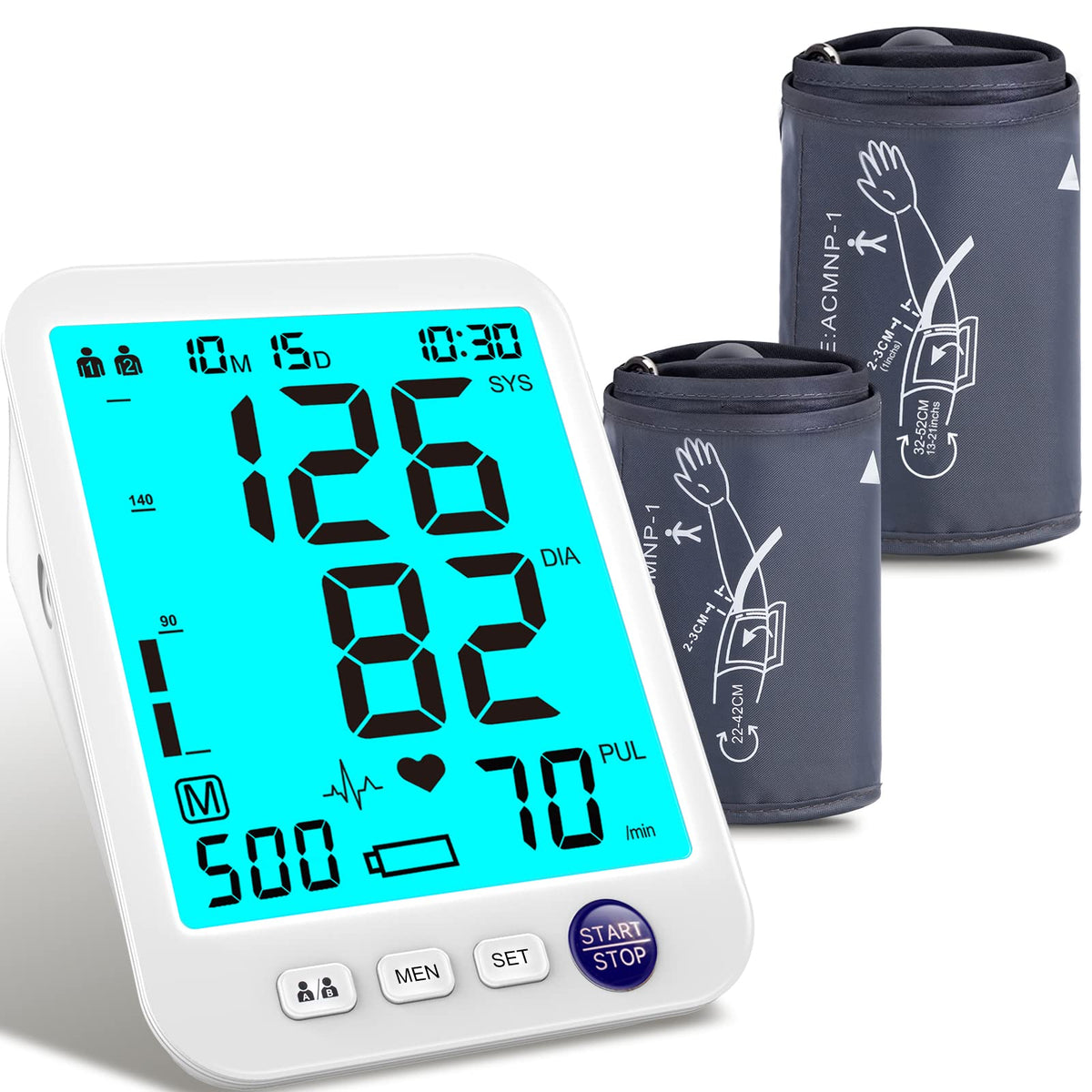 Urion blood pressure monitor with XL cuff for large arms, ideal for home use